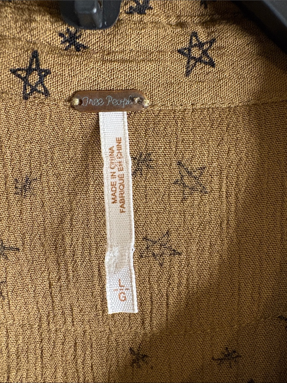 Free People Brown  Star-Print Button Down Shirt - Picture 2 of 6